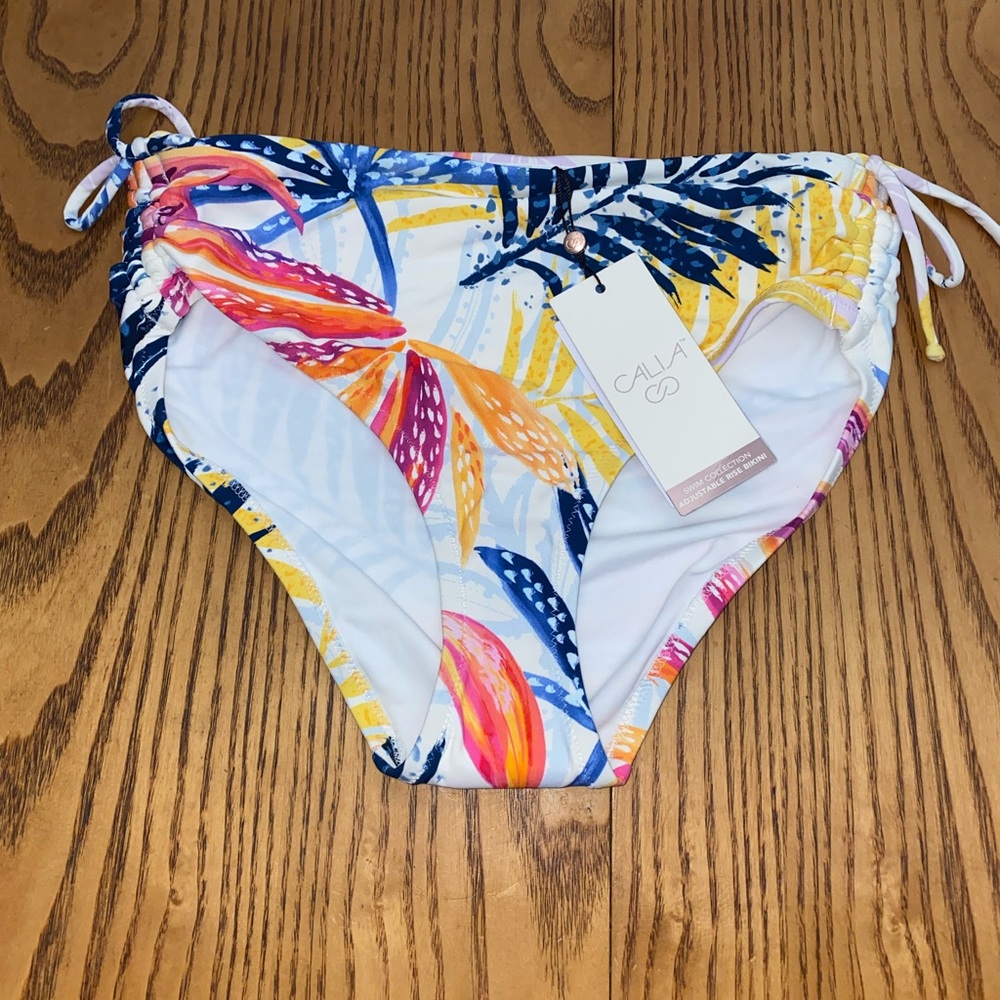 CALIA RUCHED ADJUSTABLE RISE BIKINI BOTTOMS